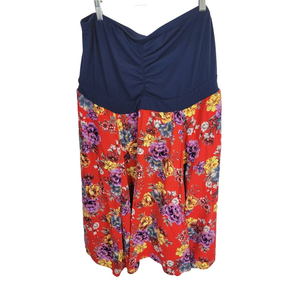 Torrid Navy and Red Floral Midi Dress